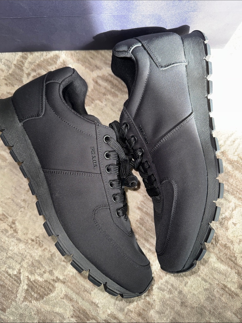 Prada Men's Black Low-Top Lace-Up Sneakers